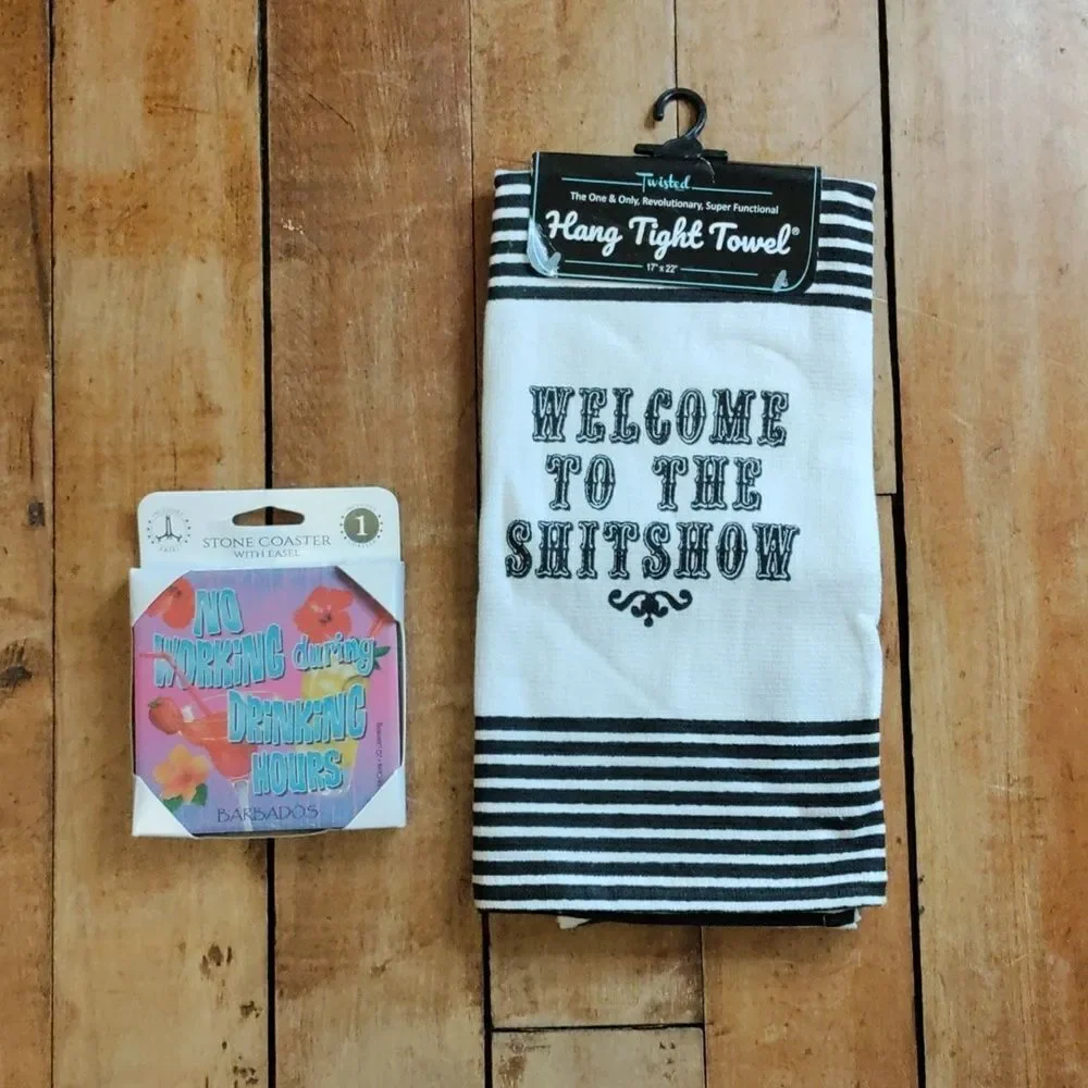 Welcome To The Sht Show Kitchen Towel Stone Coaster New With Tags Cotton Gift